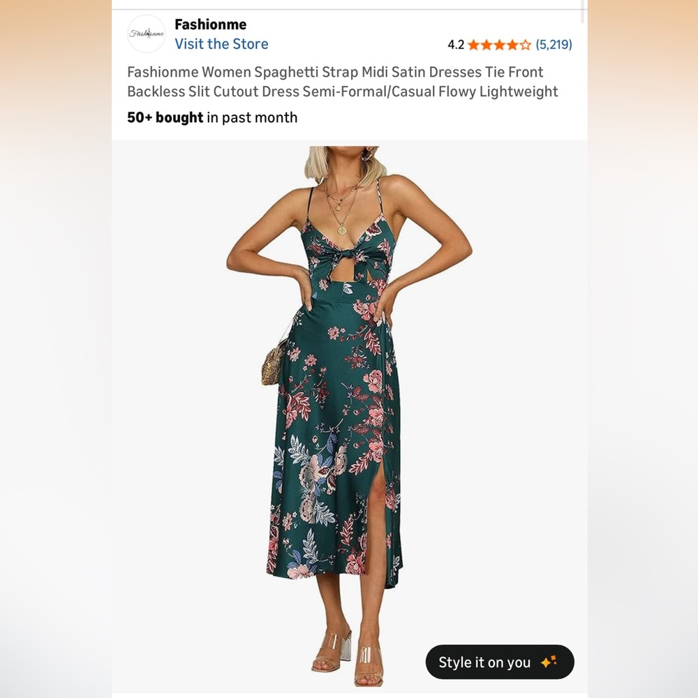 Green floral Maxi Dress size medium